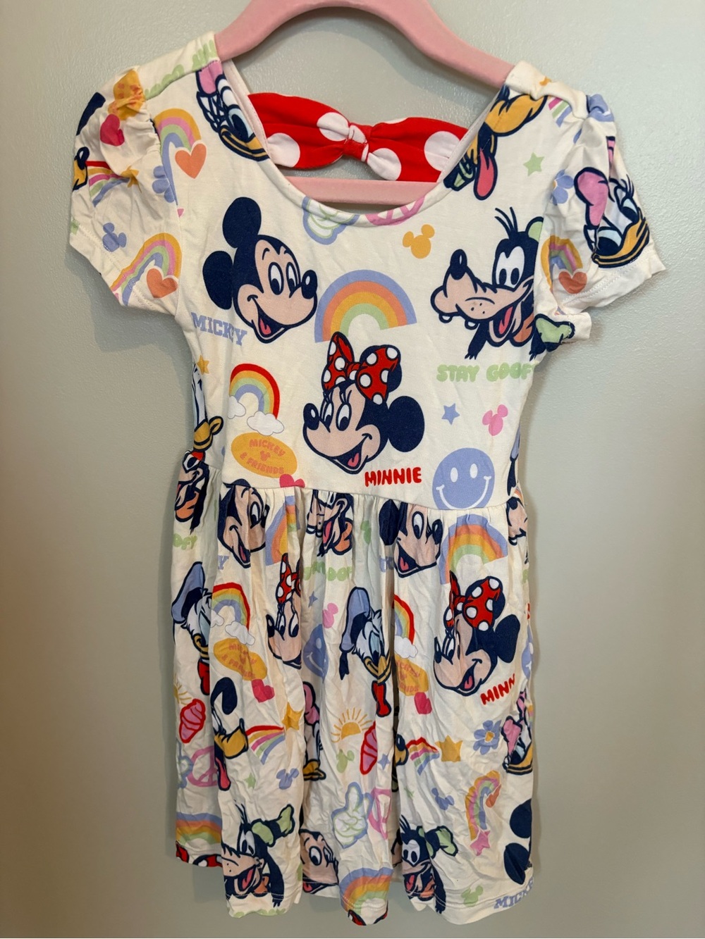 Little Sleepies White Dress with Multicolor Mickey & Minnie Print